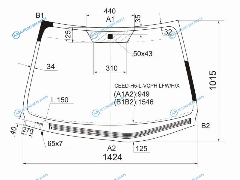 CEED-H5-L-VCPH LFWHX Стекло лобовое с обогревом щеток KIA CEED 5D 06-10