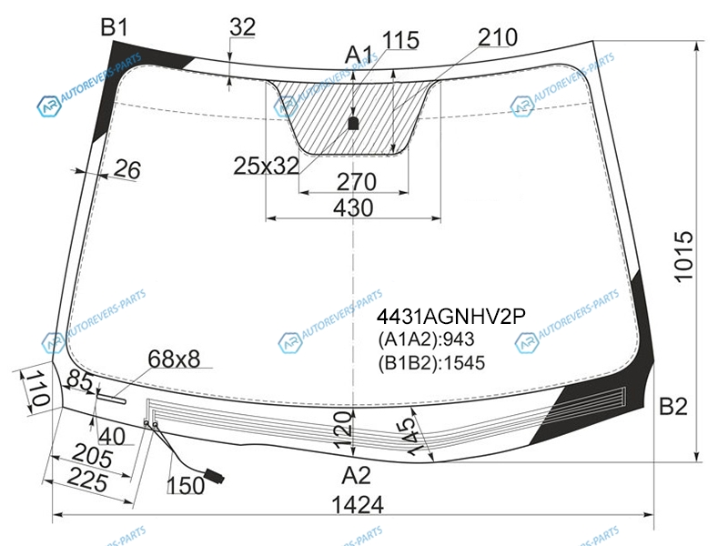 4431AGNHV2P Стекло лобовое с обогревом щеток KIA CEED 5D 10-12