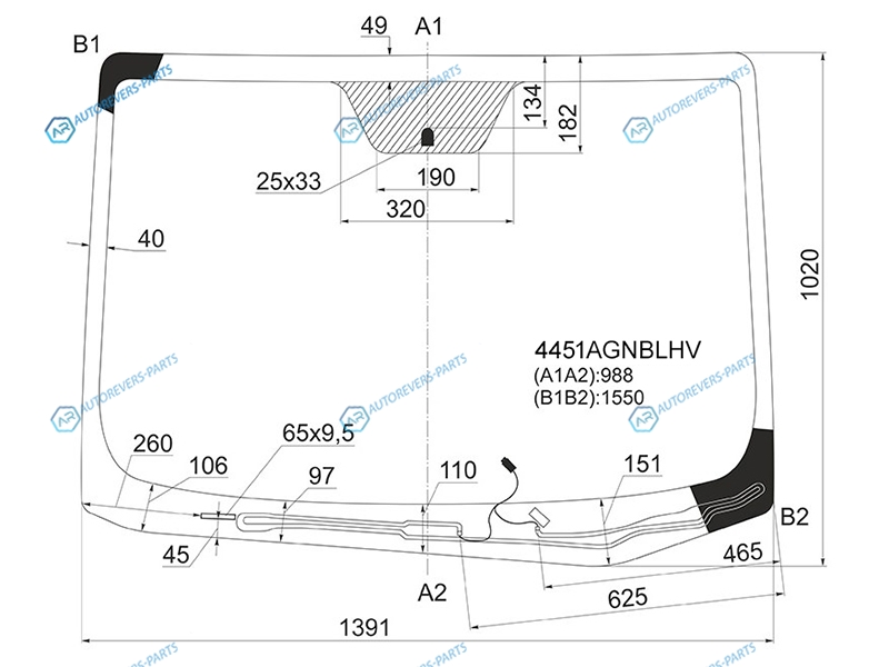4451AGNBLHV Стекло лобовое с обогревом щеток KIA CERATO 45D 12-