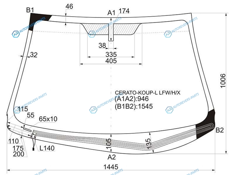 CERATO-KOUP-L LFWHX Стекло лобовое с обогревом щеток KIA CERATOFORTE CPE 09-13