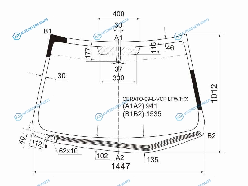 CERATO-09-L-VCP LFWHX Стекло лобовое с обогревом щеток KIA FORTECERATO 45D 09-13