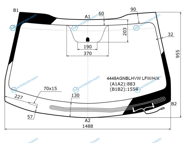 4448AGNBLHVW LFWHX Стекло лобовое с обогревом щеток KIA OPTIMA 15-