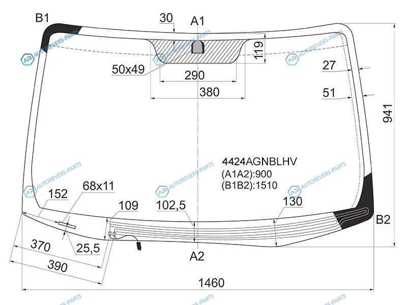 4424AGNBLHV Стекло лобовое с обогревом щеток KIA SPORTAGE 04-10
