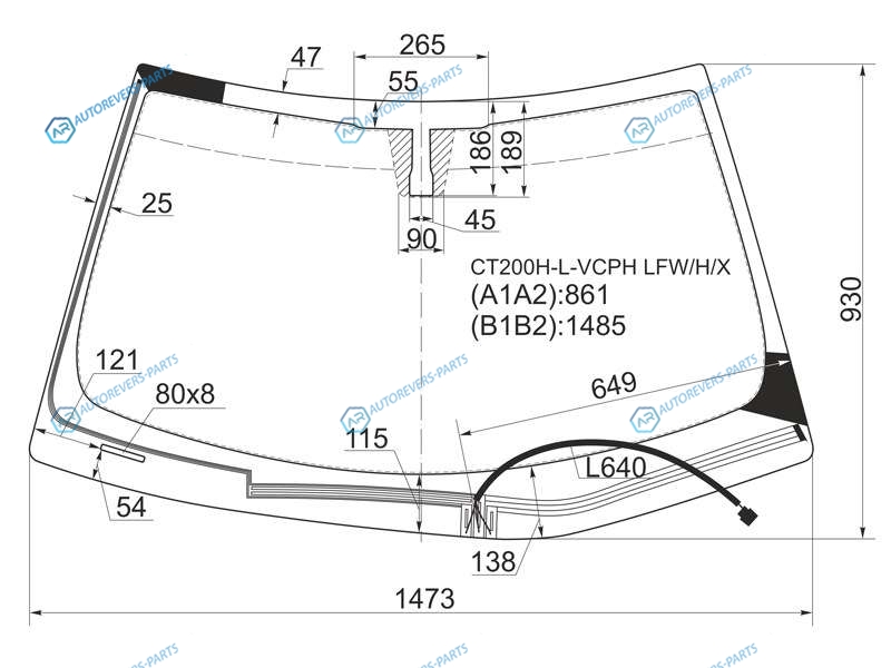 CT200H-L-VCPH LFWHX Стекло лобовое с обогревом щеток LEXUS CT200H 5D WGN 10-