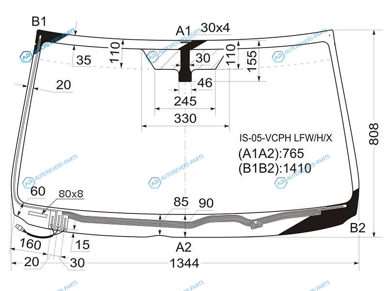 IS-05-VCPH LFWHX Стекло лобовое с обогревом щеток LEXUS IS250350 05-13