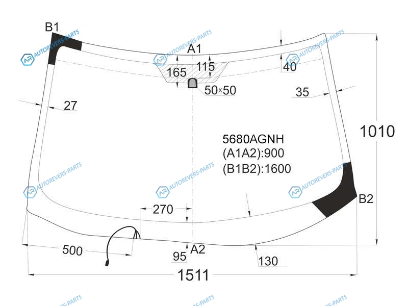 5680AGNH Стекло лобовое с обогревом щеток MITSUBISHI OUTLANDER XL CWW 05-12PEUGEOT 4007 07-12