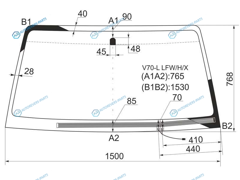 V70-L LFWHX Стекло лобовое с обогревом щеток MITSUBISHI PAJERO 35D 99-