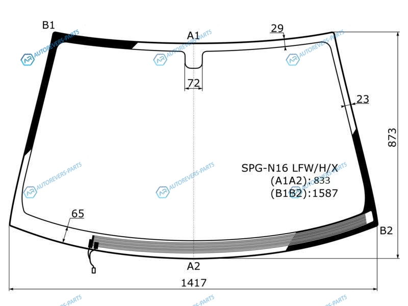 SPG-N16 LFWHX Стекло лобовое с обогревом щеток NISSAN ALMERA N16N17 (RUS)BLUEBIRD SYLPHYSUNNY 45D 00-