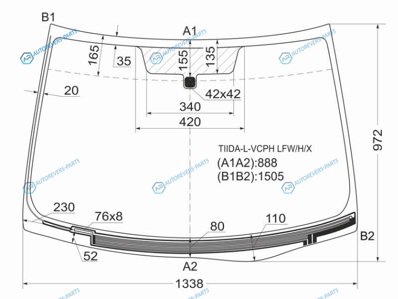 TIIDA-L-VCPH LFWHX Стекло лобовое с обогревом щеток NISSAN TIIDA 45D 04-14