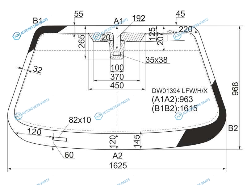 DW01394 LFWHX Стекло лобовое с обогревом щеток OLDSMOBILE AURORA 4D SED 00-03
