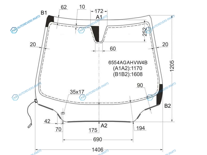 6554AGAHVW4B Стекло лобовое с обогревом щеток PEUGEOT 408 4D SED 11-