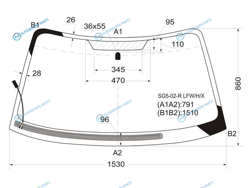 SG5-02-R LFWHX Стекло лобовое с обогревом щеток SUBARU FORESTER 02-08