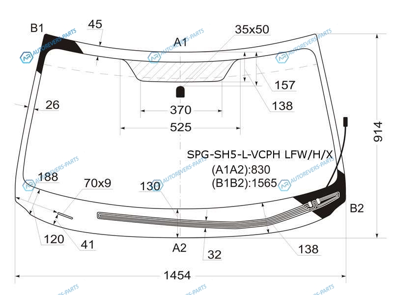 SPG-SH5-L-VCPH LFWHX Стекло лобовое с обогревом щеток SUBARU FORESTER 08-13