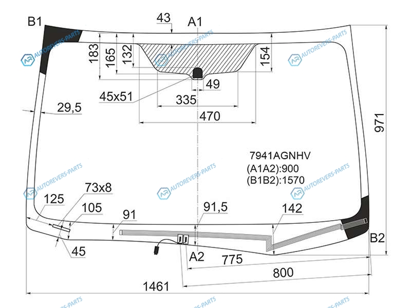 7941AGNHV Стекло лобовое с обогревом щеток SUBARU FORESTER 12-18
