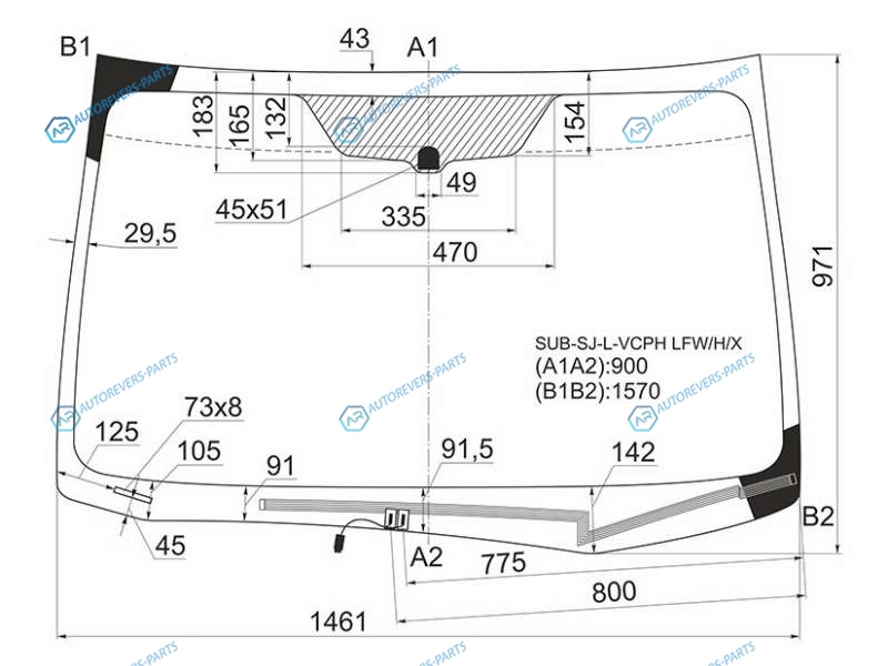 SUB-SJ-L-VCPH LFWHX Стекло лобовое с обогревом щеток SUBARU FORESTER 12-18