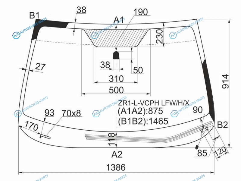 ZR1-L-VCPH LFWHX Стекло лобовое с обогревом щеток SUBARU IMPREZA 45D 07-11