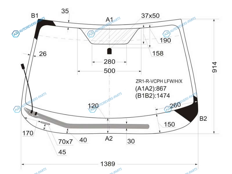 ZR1-R-VCPH LFWHX Стекло лобовое с обогревом щеток SUBARU IMPREZA 45D 07-11