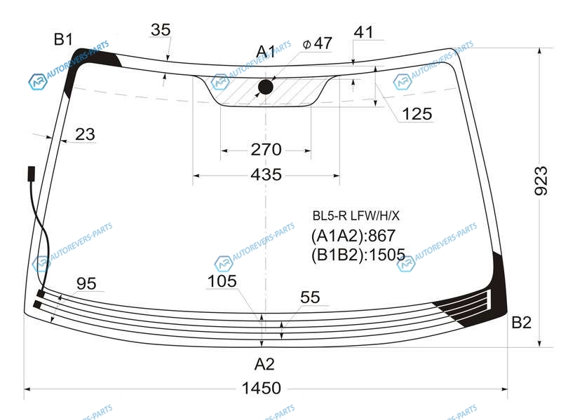 BL5-R LFWHX Стекло лобовое с обогревом щеток SUBARU LEGACY 45D RHD 03-09