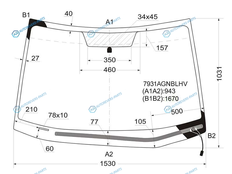 7931AGNBLHV Стекло лобовое с обогревом щеток SUBARU TRIBECA 06-14
