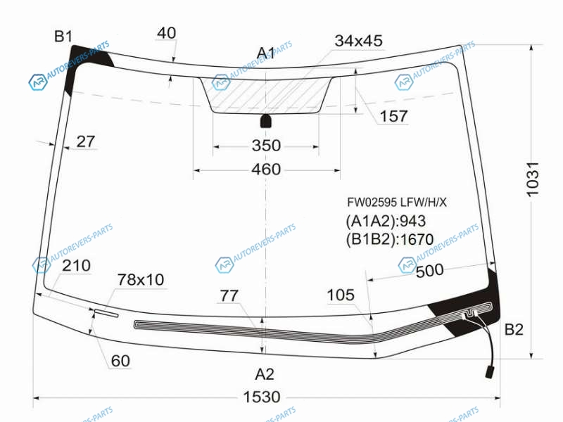 FW02595 LFWHX Стекло лобовое с обогревом щеток SUBARU TRIBECA 06-14