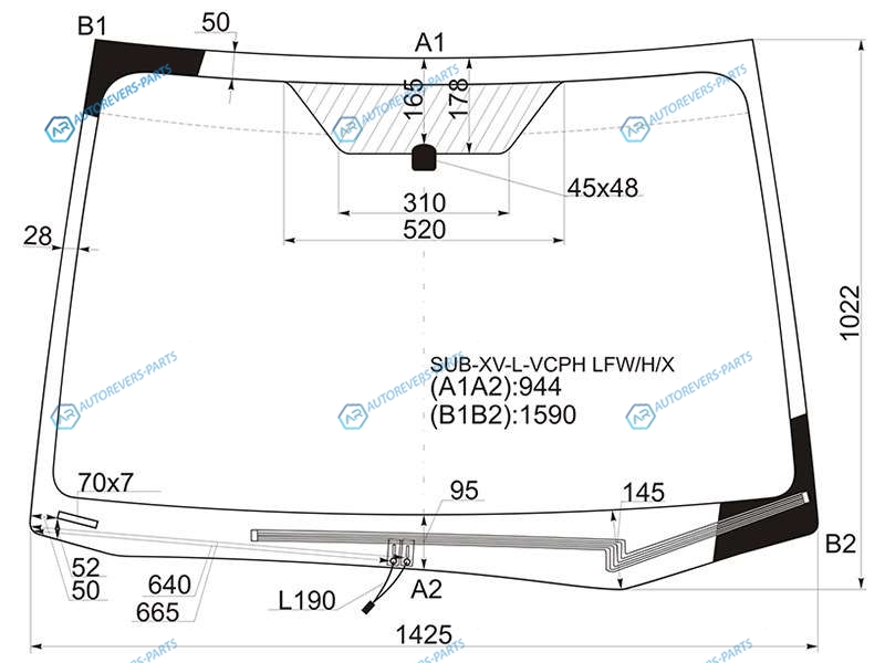 SUB-XV-L-VCPH LFWHX Стекло лобовое с обогревом щеток SUBARU XV 11-17SUBARU IMPREZA 45D 11-16