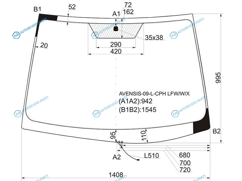AVENSIS-09-L-CPH LFWWX Стекло лобовое с обогревом щеток TOYOTA AVENSIS 45D 08-18