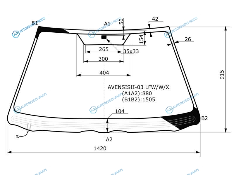 AVENSISII-03 LFWWX Стекло лобовое с обогревом щеток TOYOTA AVENSIS II 45D 03-09