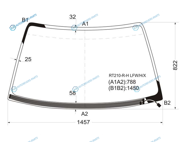 RT210-R-H LFWHX Стекло лобовое с обогревом щеток TOYOTA CARINA T21 96-01