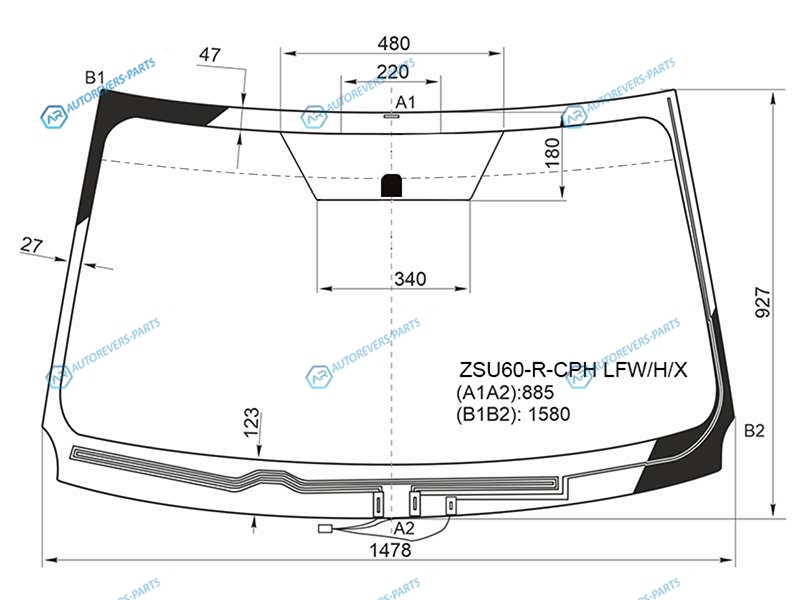 ZSU60-R-CPH LFWHX Стекло лобовое с обогревом щеток TOYOTA HARRIER 13-20