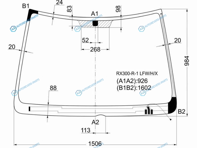 RX300-R-1 LFWHX Стекло лобовое с обогревом щеток TOYOTA HARRIER 97-03