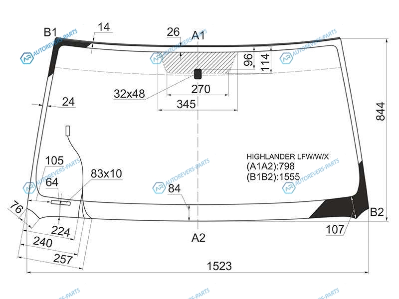 HIGHLANDER LFWWX Стекло лобовое с обогревом щеток TOYOTA KLUGERHIGHLANDER 00-07