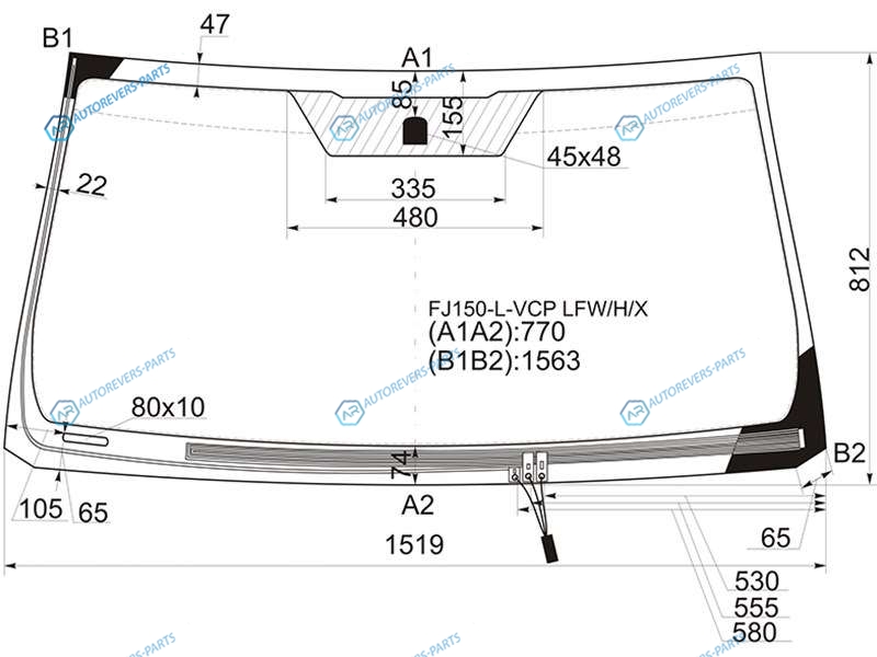 FJ150-L-VCP LFWHX Стекло лобовое с обогревом щеток TOYOTA LAND CRUISER PRADOLEXUS GX460 09-