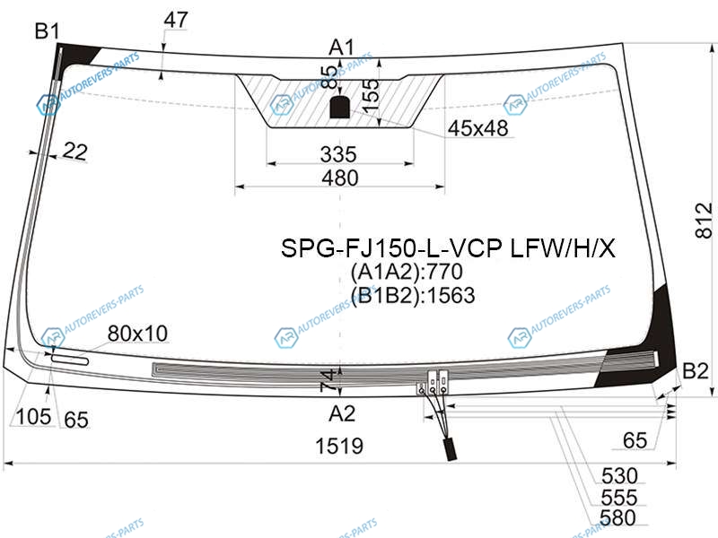 SPG-FJ150-L-VCP LFWHX Стекло лобовое с обогревом щеток TOYOTA LAND CRUISER PRADOLEXUS GX460 09-