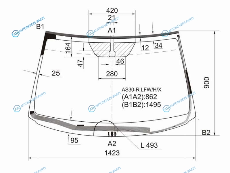 AS30-R LFWHX Стекло лобовое с обогревом щеток TOYOTA RAV4 CA3 RHD 05-12