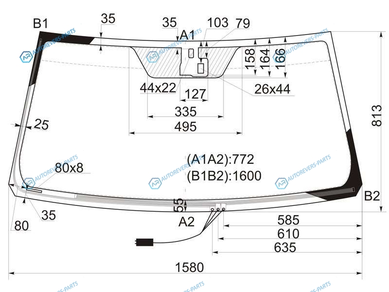 56101-60946 Стекло лобовое с обогревом щеток в клей TOYOTA LAND CRUISER J200 - логотип