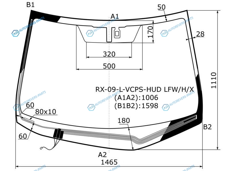 RX-09-L-VCPS-HUD LFWHX Стекло лобовое с обогревом щеток+ проекция + дд LEXUS RX270330350450H 09-15