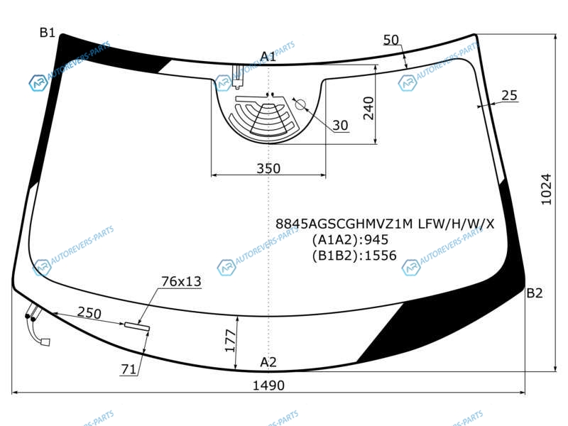 8845AGSCGHMVZ1M LFWHWX Стекло лобовое с полным обогревом + дд камера VOLVO S90 4D 17-