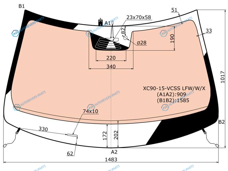 XC90-15-VCSS LFWWX Стекло лобовое с полным обогревом + дд камера VOLVO XC90 5D 15-