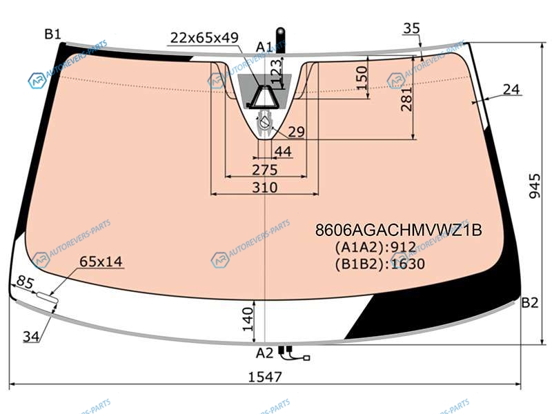 8606AGACHMVWZ1B Стекло лобовое с полным обогревом + дд +камера VOLKSWAGEN TOUAREG 10-18