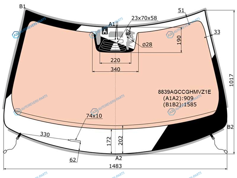 8839AGCCGHMVZ1E Стекло лобовое с полным обогревом + дд +камера VOLVO XC90 5D 15-