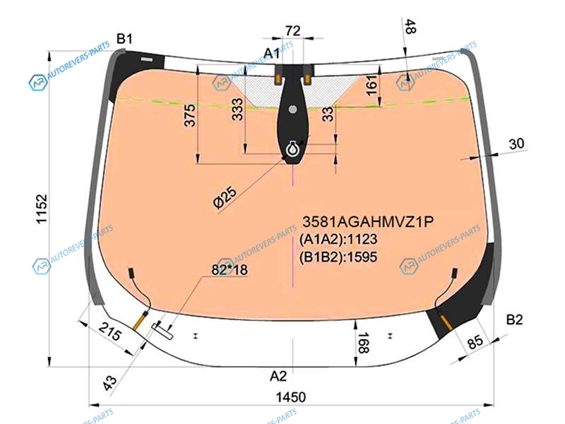 3581AGAHMVZ1P Стекло лобовое с полным обогревом + дд FORD ESCAPEKUGA 12-16