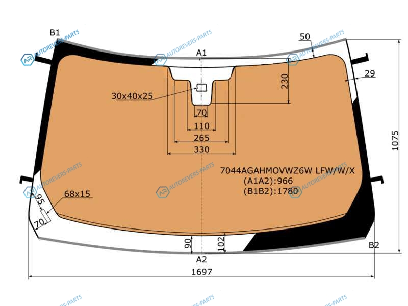 7044AGAHMOVWZ6W LFWWX Стекло лобовое с полным обогревом + дд LR RANGE ROVER (L405) 14-