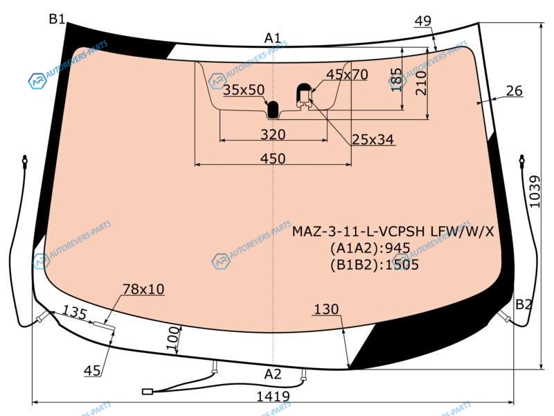 MAZ-3-11-L-VCPSH LFWWX Стекло лобовое с полным обогревом + дд MAZDA 3 45D SEDHBK 11-13