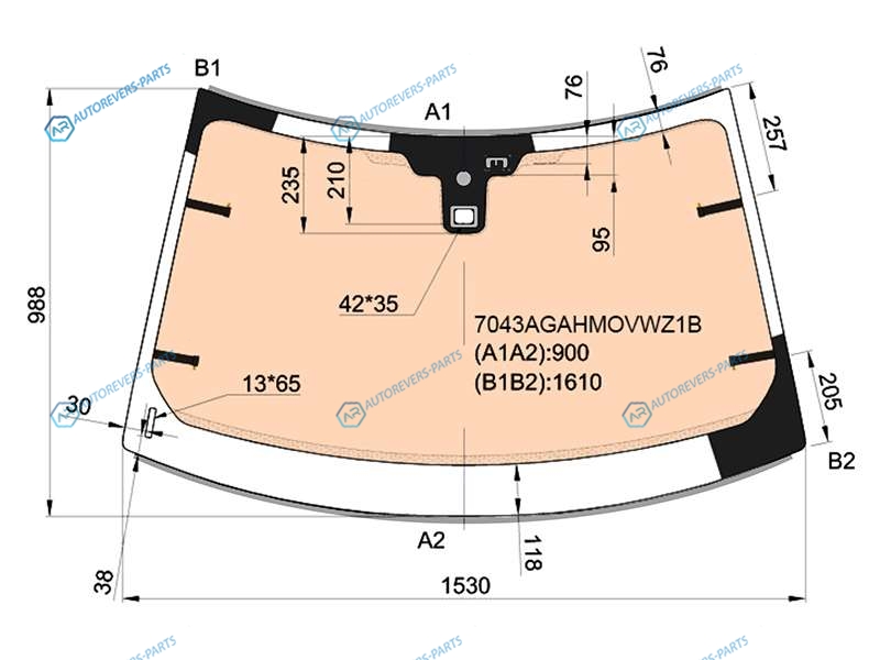7043AGAHMOVWZ1B Стекло лобовое с полным обогревом + дд RANGE ROVER EVOQUE 5D SUV 11-14