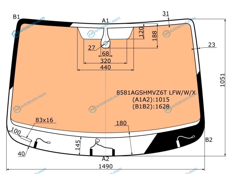 8581AGSHMVZ6T LFWWX Стекло лобовое с полным обогревом + дд VOLKSWAGEN CADDY VAN 15-