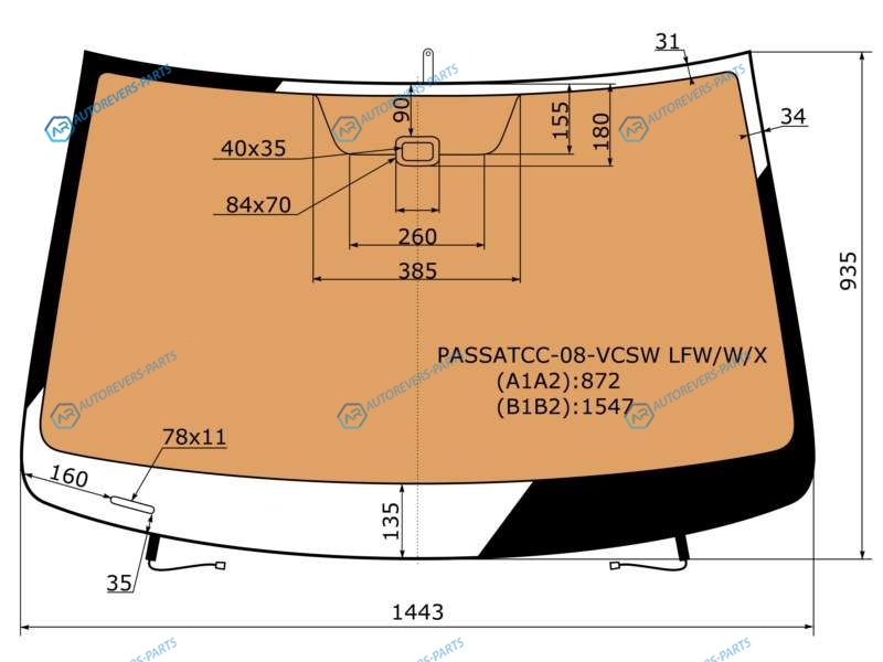 PASSATCC-08-VCSW LFWWX Стекло лобовое с полным обогревом + дд VOLKSWAGEN PASSAT CC 08-11
