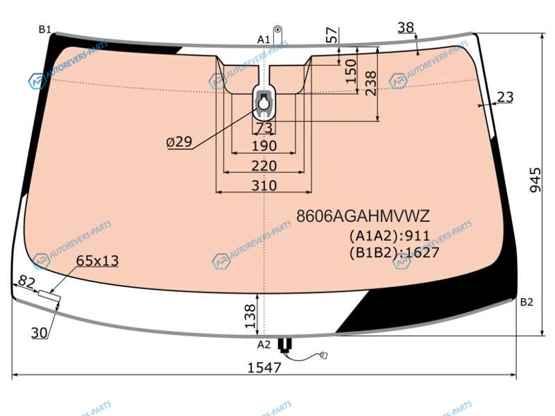 8606AGAHMVWZ Стекло лобовое с полным обогревом + дд VOLKSWAGEN TOUAREG 10-18