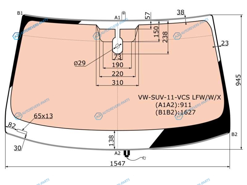 VW-SUV-11-VCS LFWWX Стекло лобовое с полным обогревом + дд VOLKSWAGEN TOUAREG 10-18