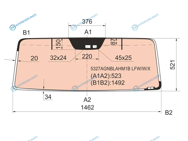 5327AGNBLAHM1B LFWWX Стекло лобовое с полным обогревом + дд в резинку MERCEDES-BENZ G-CLASS W463 35D 97-12