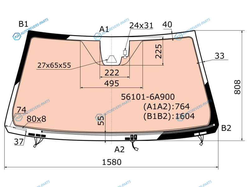 56101-6A900 Стекло лобовое с полным обогревом +дд +камера в клей TOYOTA LAND CRUISER 200 15-